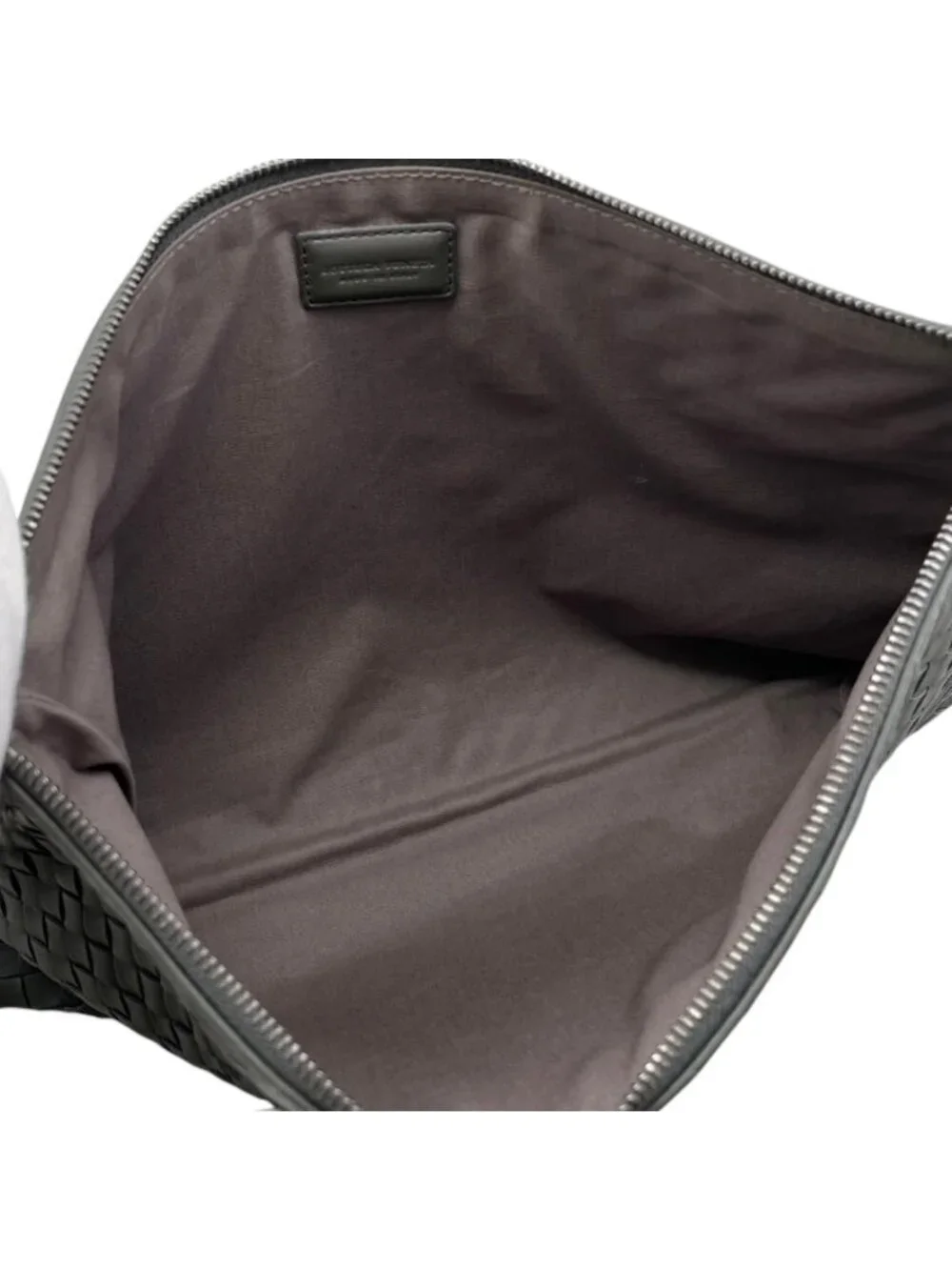 Bottega Veneta Clutch Intrecht Leather Gray Silver